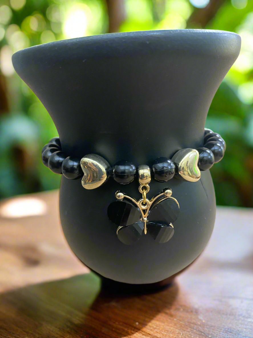 Black Wooden Butterfly  Chocker