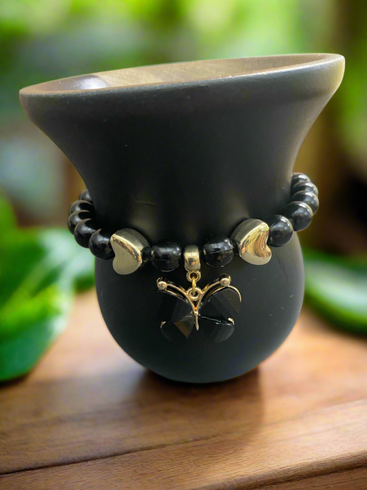 Black Wooden Butterfly  Chocker