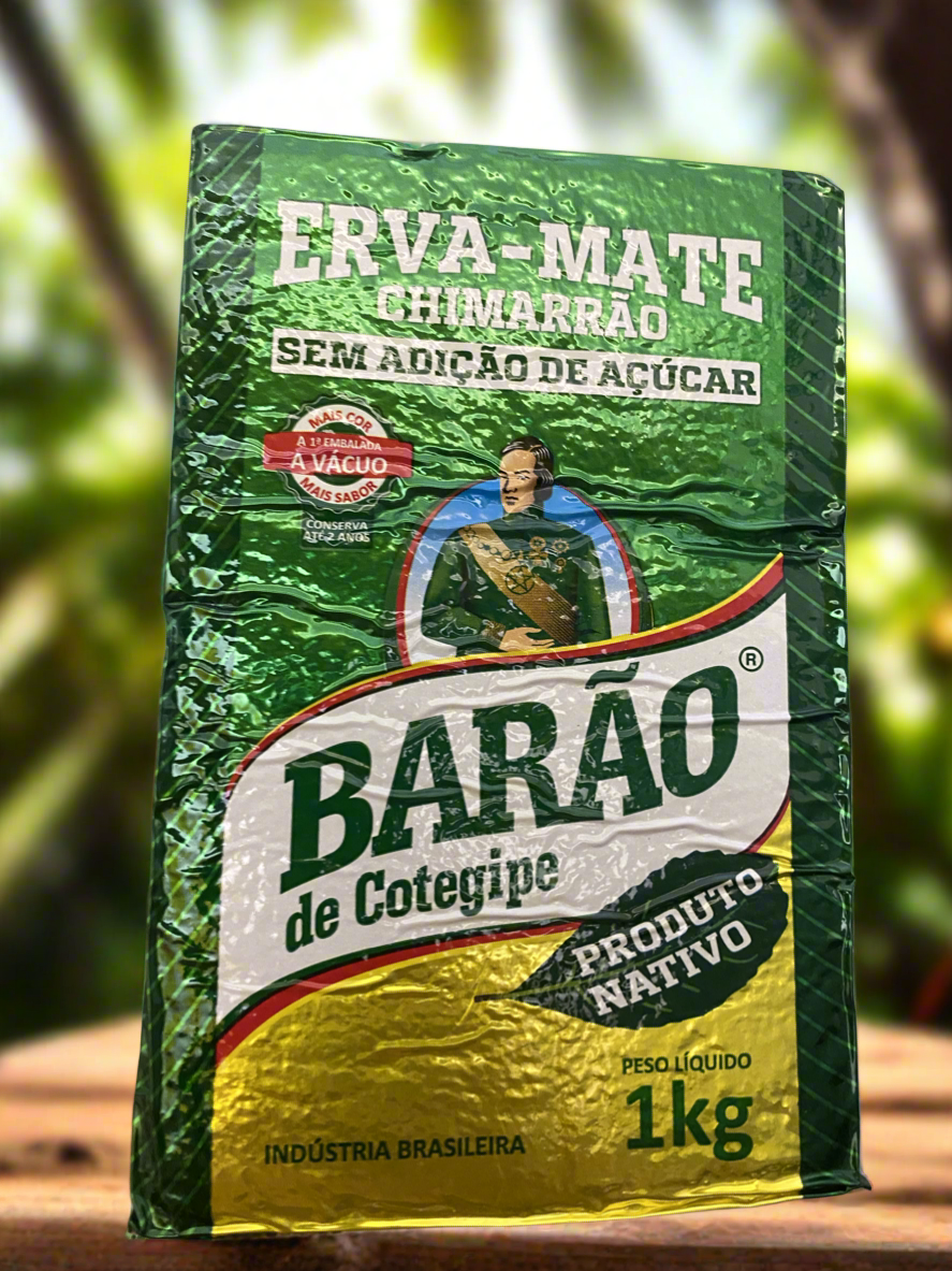 Packaging of Barao Nativa Chimarrao, showing the brand logo and the product name in Portuguese with a green and yellow color scheme.