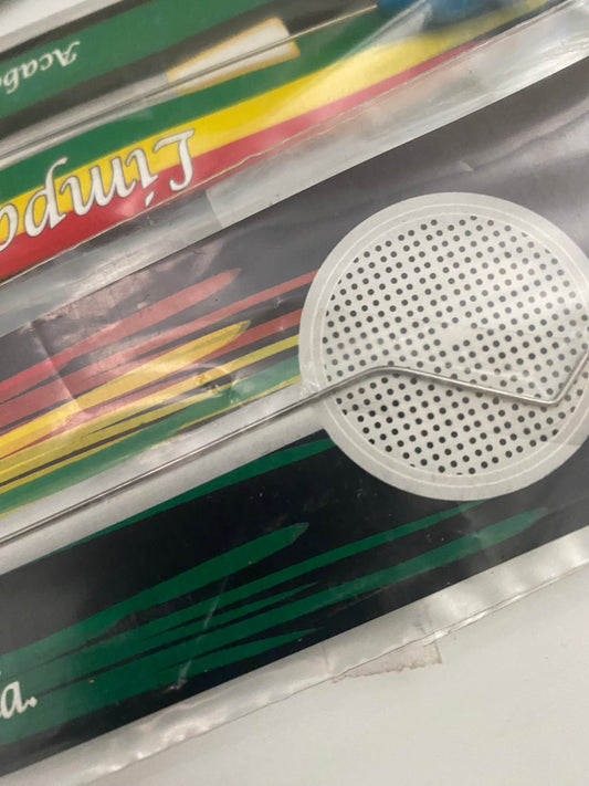 A closeup of the bombilla cleaner metal hook brush