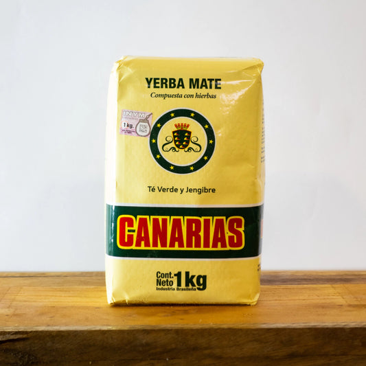 A yellow bag on a wooden table with a white background 