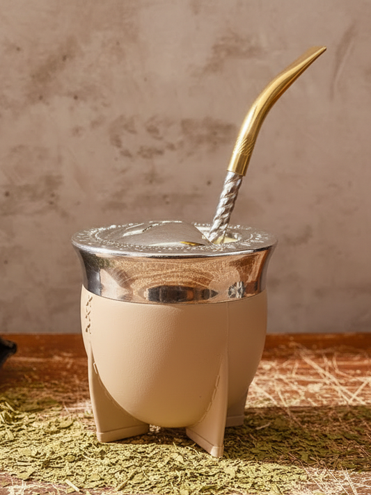 Gourd + Pico de Loro Bombilla – Stainless Steel Yerba Mate Straw, 19 cm