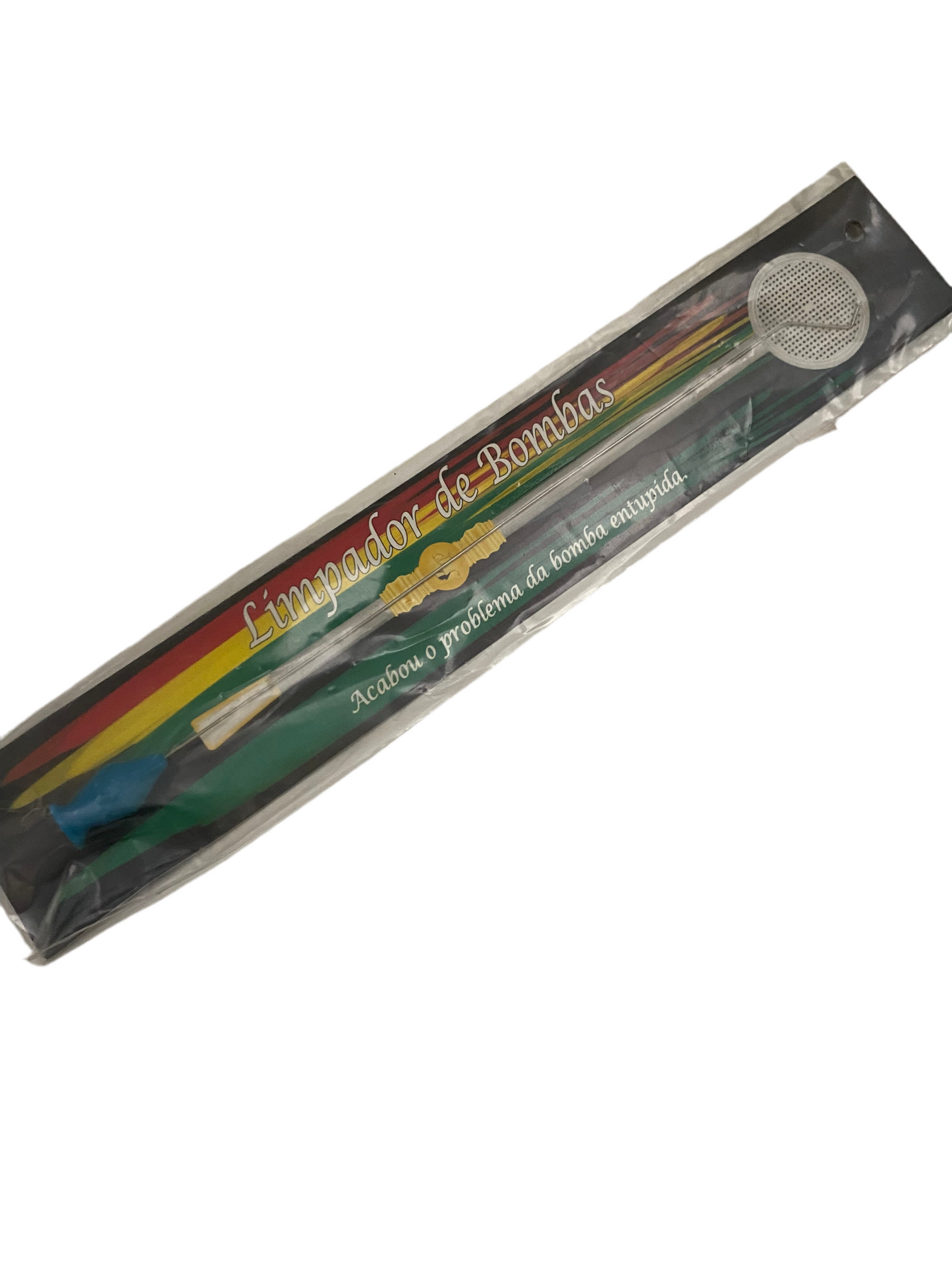 A packaged bombilla cleaner brush against a white background.